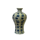 Chinese Blue White Porcelain Oriental Fruit Octagonal Shape Vase ws2994S