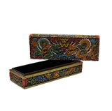 Chinese Mix Color Red Resin Lacquer Dragons Box Display Art ws2552S