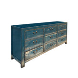 Oriental Teal Blue Green 9 Drawers Console Sideboard Table Cabinet cs7491S