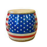 Handmade Small Round Low Flag Graphic Drum Shape Table cs7412S