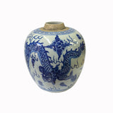 Oriental Handpaint Dragon Small Blue White Porcelain Ginger Jar ws2318S