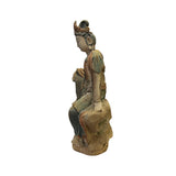 Rustic Wood Sitting Bodhisattva Kwan Yin Tara Buddha Statue ws2751S