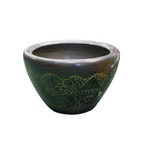 Chinese Dark Gray Black Ceramic Motif Pattern Accent Pot Planter ws2720S