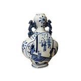 Chinese Blue White Porcelain People Theme Flower Shape Vase ws2863S