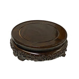 8.5" Oriental Craving Brown Wood Round Table Top Stand Riser ws2893S