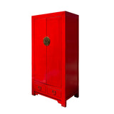 Chinese Distressed Red Tall Wedding Armoire Wardrobe TV Cabinet cs7315S