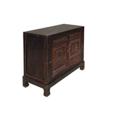 Chinese Brown Scenery Relief Carving Panel Doors Side Table Cabinet cs7430S