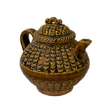 Chinese Ware Brown Glaze Pattern Ceramic Jar Vase Display Art ws2663S