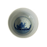2 x Chinese Porcelain Brown Blue White Scenery Cup Display Art ws2778S