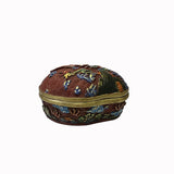 Chinese Mix Color Red Resin Lacquer Peach Shape Box Display Art ws2569S