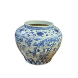 Vintage Chinese Blue White Porcelain Scenery Fat Body Vase Jar ws2717S