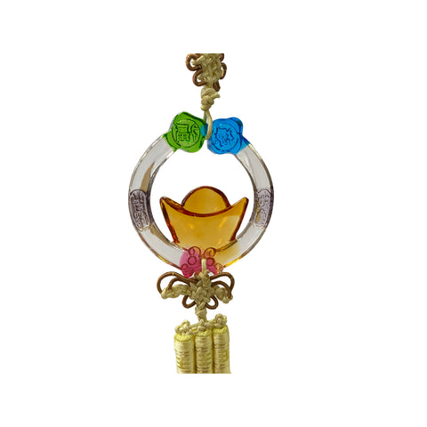 Crystal Glass Fengshui Fortune Mix Color Ingot Round Pendant Decor Tassel ws2209S Crystal Glass Fengshui Fortune Mix Color Ingot Round Pendant Decor Tassel ws2209S