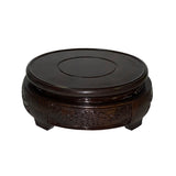 3.75" Oriental Motif Brown Wood Round Table Top Stand Riser ws2894BS