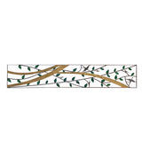 Long Rectangular Metal Green Leaves Pattern Wall Panel Frame Art cs7289S