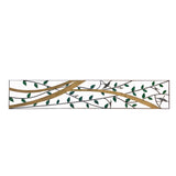 Long Rectangular Metal Green Leaves Pattern Wall Panel Frame Art cs7289S