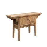 Chinese Vintage 2 Doors  Raw Wood Rustic Low Side Table cs7276S