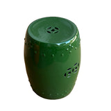 Oriental Double Coin Pattern Solid Green Porcelain Round Stool cs7559S