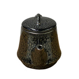 Chinese Jianye Clay Silver Black Glaze Decor Teapot Display Art ws2668S