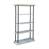 Iron Bars Wash White Wood Shelves Industrial Bookcase Display Cabinet cs7320S