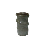 Handmade Ceramic Brown Gray Lotus Flower Graphic Jar Vase ws2579S