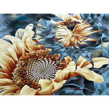 Large Rectangular Sun Flower Motif Graphic Wool Rug Carpet cs7529S