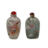 2 x Chinese Glass Snuff Bottle Oriental Scenery People Graphic ws2782S