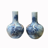 Pair Chinese Red Blue White Porcelain Dragon Cloud Vases ws2573S