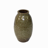 Handmade Ceramic Brown Tan Gray Flower Graphic Jar Vase ws2466S