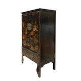 Chinese Distressed Black Color Scenery Moon Face Wardrobe Cabinet cs7331S