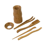 Chinese Light Brown Wood Tea Leaf Picking Scooper Tools Set ws2689S