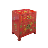 Chinese Brick Red Crack Vinyl Moon Face End Table Nightstand cs7501S