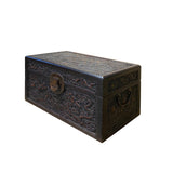 Chinese Brown Dimensional Relief Dragon Motif Rectangular Box Chest ws2847S