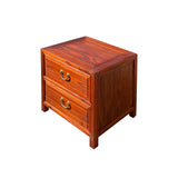 Oriental Brown Stain 2 Drawers End Table Nightstand Cabinet cs7250S