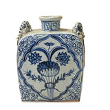 Vintage Chinese Blue White Porcelain Small Square Flat Vase ws2661S
