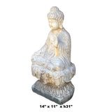 Chinese Oriental Distressed White Marble Stone Carved Sitting Buddha cs7212S