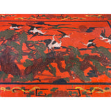 Chinese Distressed Red Cranes Graphic Rectangular Stand Display ws1938S