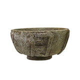 Natural Olive Green Mix Stone Carved Round Display Bowl ws2067S