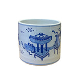 Chinese Blue & White Porcelain Treasure Scenery Brush Holder Pot ws2712S