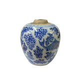 Oriental Handpaint Fishes Small Blue White Porcelain Ginger Jar ws2325S