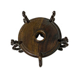3.75" Oriental 5 Dragon Craw Brown Wood Round Table Top Stand Riser ws2870AS