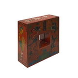 Chinese Distressed Brick Red Dragon Graphic Square Shape Box ws2292S