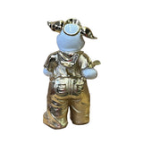 Gold White Piggy Golf Accent Fiber Glass Decor Figure ws2617S