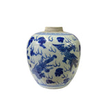 Oriental Handpaint Birds Small Blue White Porcelain Ginger Jar ws2308S