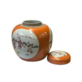 Oriental Orange Base Kids Graphic Porcelain Round Jar ws2605S