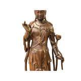 Chinese Brown Guan Yin Tara Bodhisattva Avalokitesvara Wood Statue ws2213S