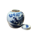 Chinese Hand-paint Kid Kirin Blue White Porcelain Ginger Jar ws2817S