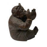 Chinese Distressed Brown Rough Marks Ceramic Clay Man Art Figure ws2473S