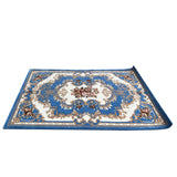 Rectangular Royal Blue Rose Floral Motif Graphic Wool Rug Carpet cs7547S