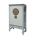 Chinese Oriental Gray Moon Face Tall Wedding Armoire Cabinet cs7352S
