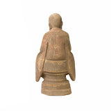 Chinese Rustic Distressed Finish Wood Lohon Monk Statue ws2814S